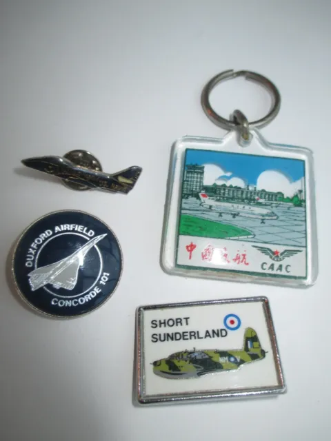 Three Badges & Keyring Of Aircraft Memorabilia Incl. Concorde