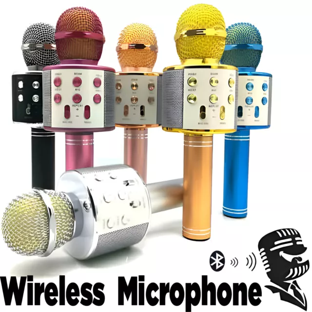 Wireless Bluetooth Karaoke Microphone Speaker Handheld KTV Player Singing Mic UK