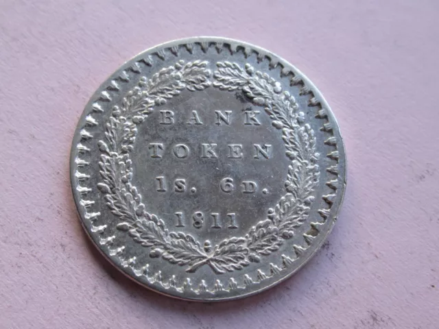 1811 Eighteenpence Bank Token - George III British Silver Coin