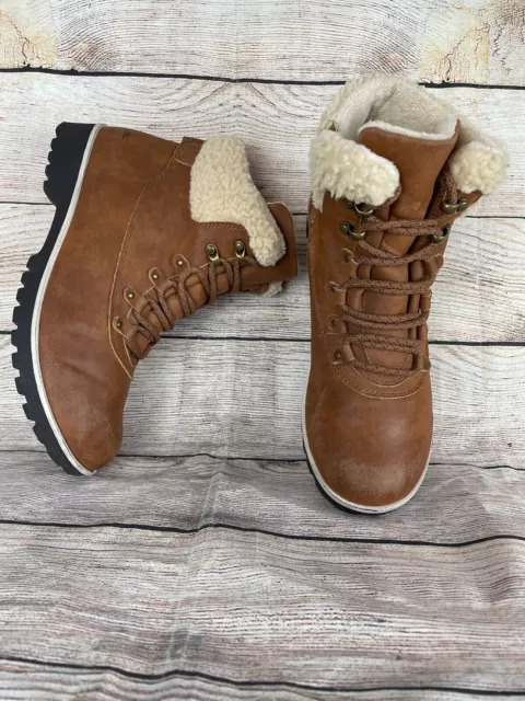 JBU by Jambu Redrock Women Hiking Shearling Brown Leather Snow Boots Size 9.5M