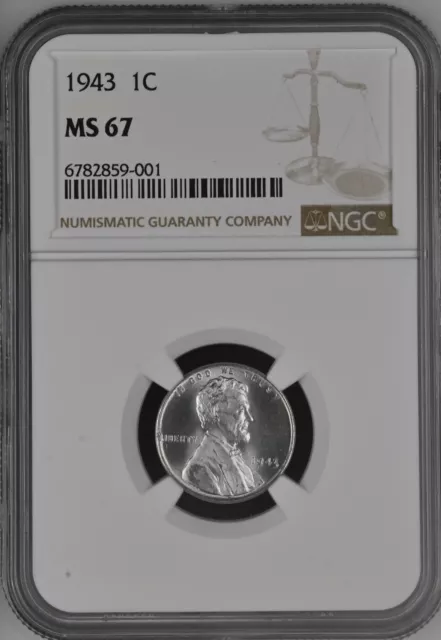 1943 1C  Lincoln Wheat One Cent NGC MS67   6782859-001