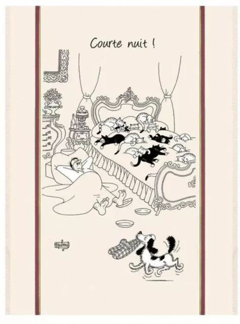 Cat Tea Towel - Dubout Courte Nuit Cotton France