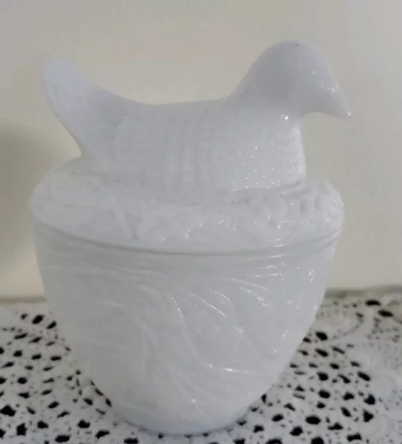 Avon Brand ~ White Milk Glass ~ Hen Figure ~ Covered Bowl/Dish