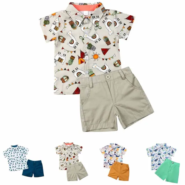 Baby Boys 2PCS Casual Outfits Short Sleeve Shirt Shorts Summer Clothes Outwear
