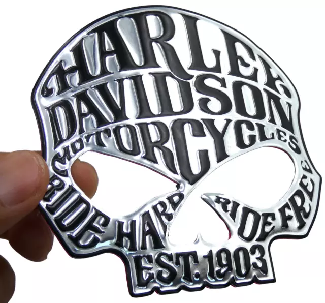 1x Harley Davidson Skull Emblem Motorcycle Fuel Tank Gas Badge Decal 3.5" x 3.5"