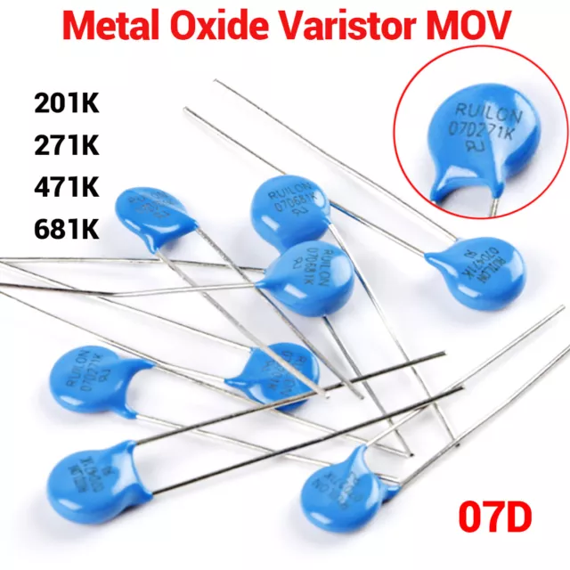 Metal Oxide Varistor MOV Accuracy ±10% Varistors 07D 201K 271K 471K 681K Blue