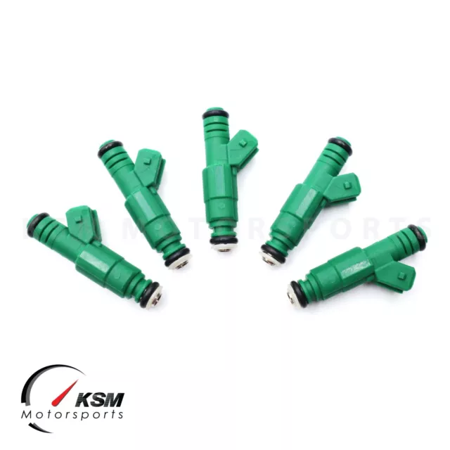 Set of 5 440cc Green Giant Fuel Injectors fit Bosch 42lb Volvo Turbo 0280155968