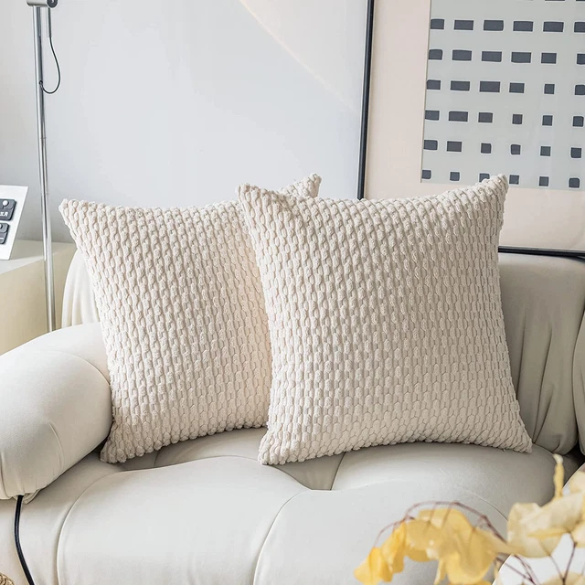 Throw Pillow Cover Striped Corduroy Plush Texture Velvet Euro Cushion Cover for