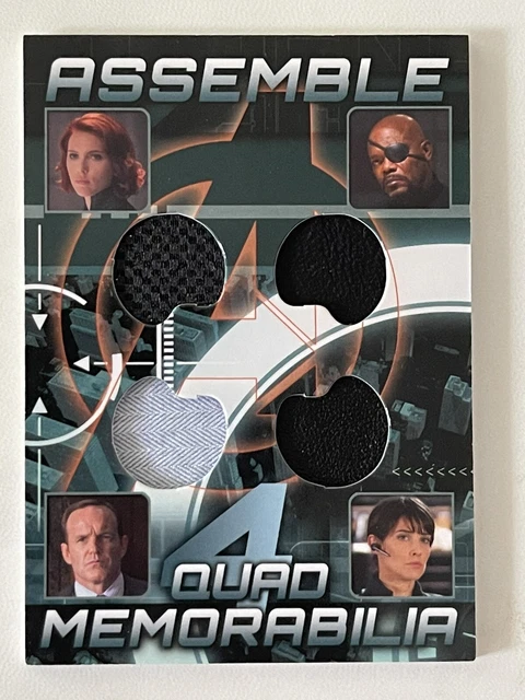 2012 Marvel Avengers Quad Memorabilia Widow, Fury, Coulson, Hill Costume Patches 2012 Marvel Avengers Quad Memorabilia Widow, Fury, Coulson, Hill Costume Patches