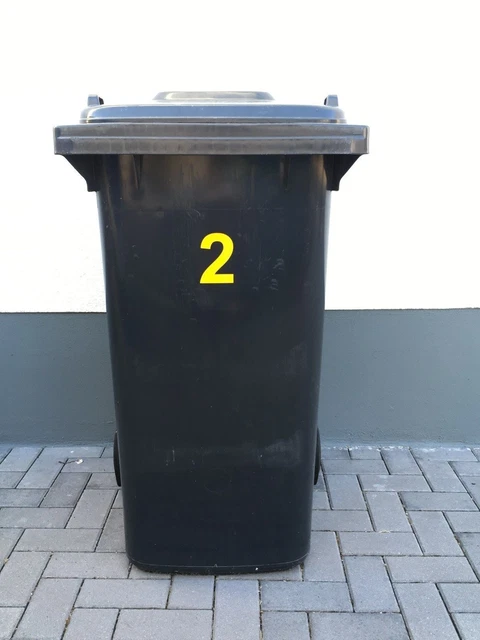 Aufkleber Mülltonne Abfalltonne Mülleimer reflektierend Zahlen Hausnummer 3Stück