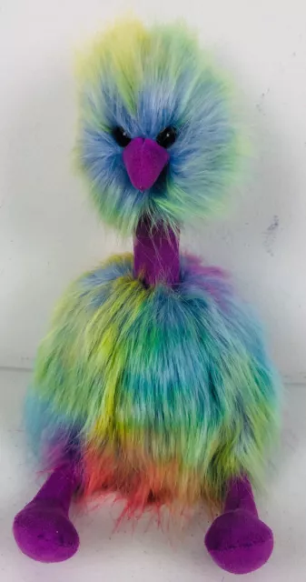 Jellycat Ostrich Rainbow PomPom Bird Plush Colorful Stuffed Animal Toy 10” EUC