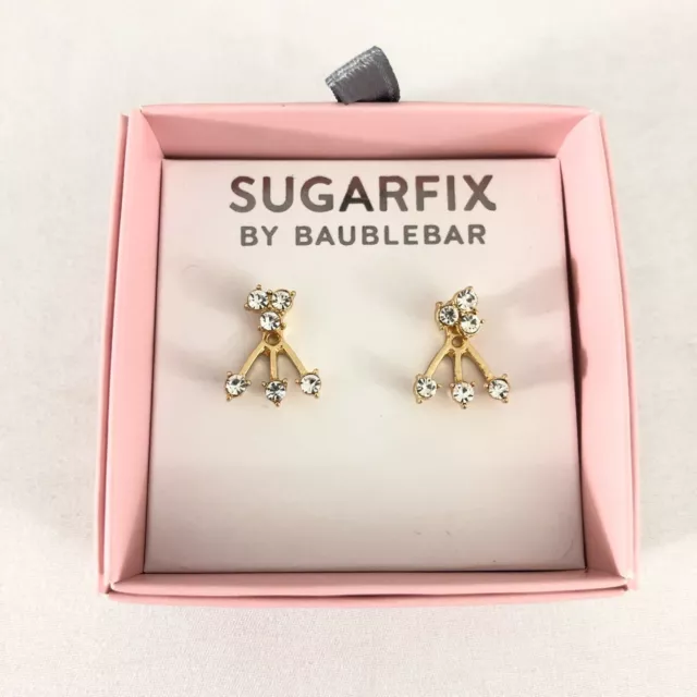 Sugarfix Womens Earrings Tri-Cluster Rhinestones Sparkle Clear Gold Tone