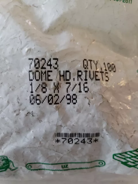 Avex Dome Hd. Rivets  1/8 x 7/16 100 Pc #70243 new in bag free ship 2