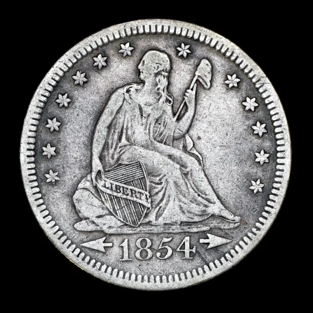 1854-P Seated Liberty Quarter ✪ Xf Extra Fine ✪ 25C Silver Arrows Date ◢Trusted◣