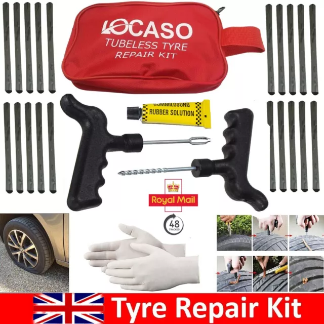 Repair Kit Tire Motorcycle Car Van Tubeless Tyre Puncture Tool Plug Emergency Uk