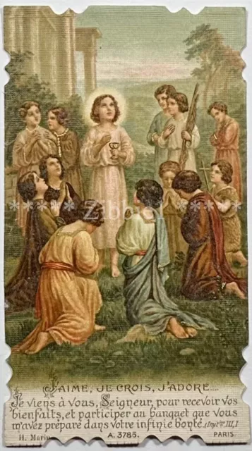 Jaime, Je Crois, J’Adore, Antique French Die-Cut Holy Devotional Prayer Card.