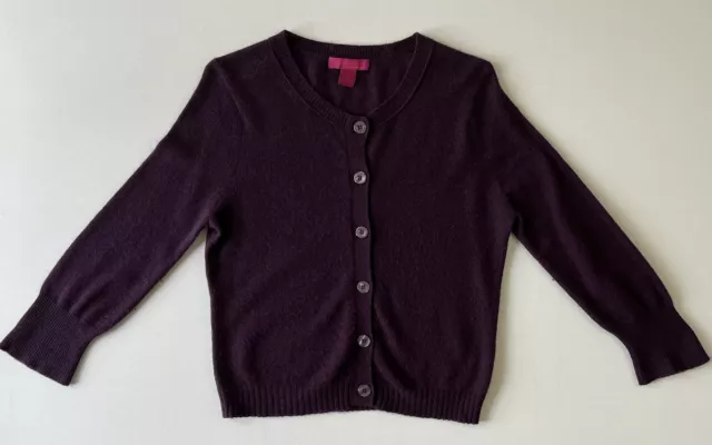 Cashmere Cache Purple Cardigan Button Medium Women's Long Sleeve Sweater A04