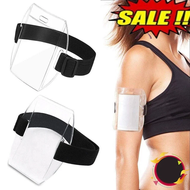 2/5PCS Vertical Armband Security ID Card Photo Badge Holder Clear Elastic Strap