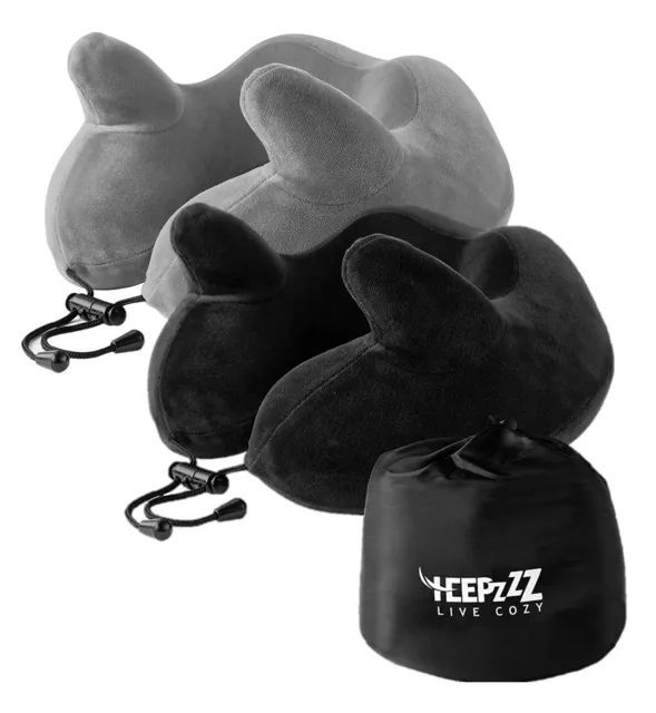 HEEPZZZ • Best Travel Neck Pillow • Comfortable Memory Foam • Washable Cover