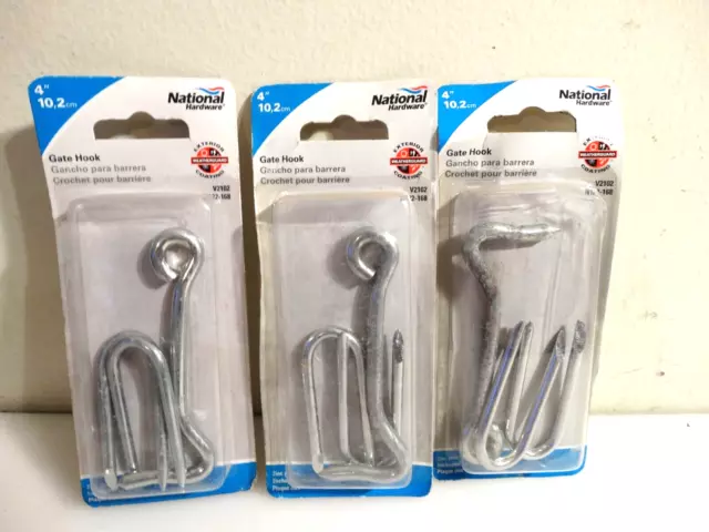 National Hardware  4" Zinc Plated Steel  Gate Hook N122-168 lot of 3
