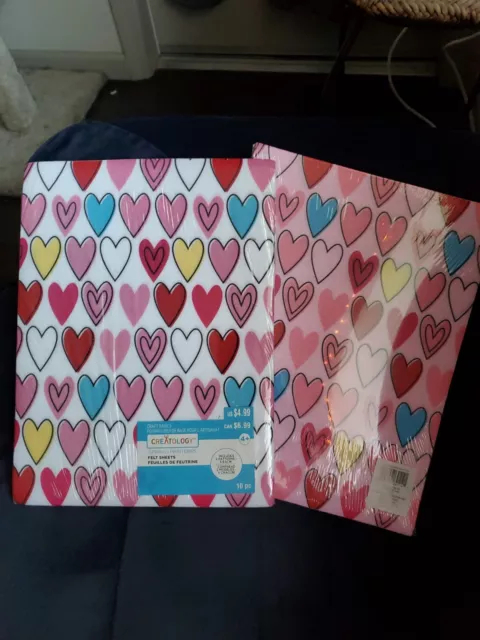 Hojas de Fieltro Creatology Hearts Rosa Blanco 2 Paquetes de 10 (20 Hojas en Total) Selladas