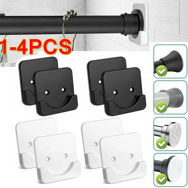 1-4x Adhesive Shower Curtain Rod Tension Holder Shower Rod Mount Retainer Wall