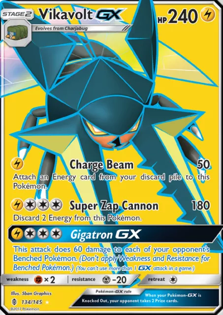 Vikavolt GX 134/145 SM Guardians Rising Full Art Ultra Rare Holo Pokemon Card