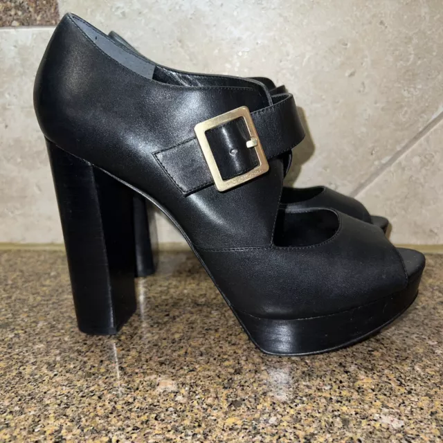 MICHAEL Michael Kors Heels US 8.5 Womens Eleni Black Leather Platform Pumps