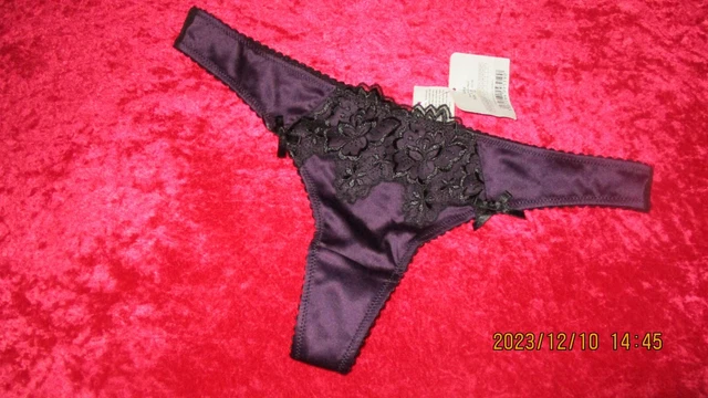 Ann Summers  Plum/Black  Thong   "Amy"   Size  12  Nwt