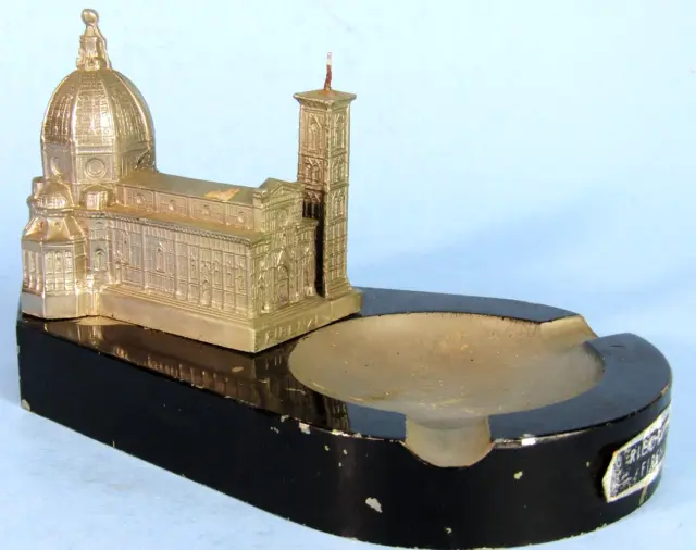 Florence Cathedral Il Duomo Vintage Metal Souvenir Building On Ashtray Italy