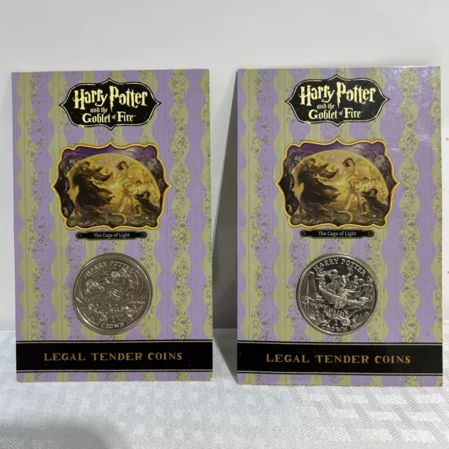 1 CROWN HARRY POTTER  GOBLET OF FIRE COINS Legal Tender LOT OF 2 DIFFERENT RARE