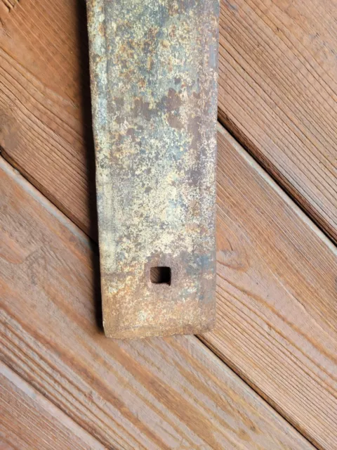 19c Antique Hand Wrought Forged Iron Barn Door Strap Hinges 23" 2