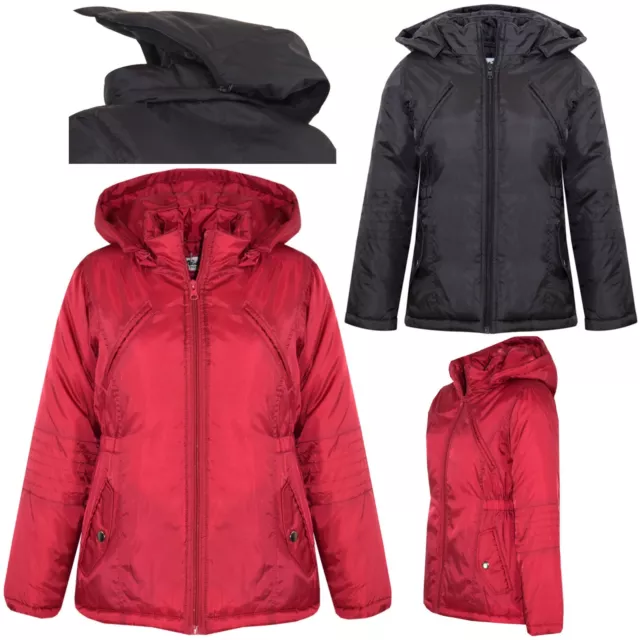 Kids Girls Designer Jackets Foam Padded Hooded School Warm Thick Coat 3-10 Years
