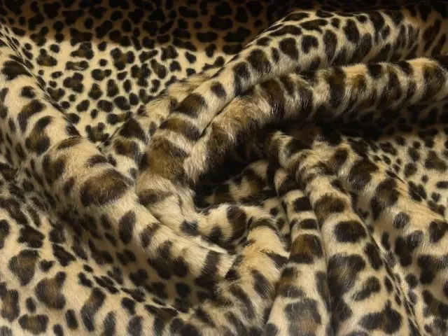 Super Luxury Faux Fur Fabric Material BEIGE LEOPARD