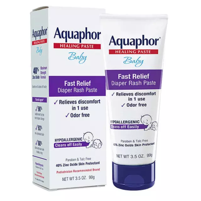 Aquaphor Baby Diaper Rash Paste, Max Strength 40% Zinc Oxide, Ointment, 3.5 Oz