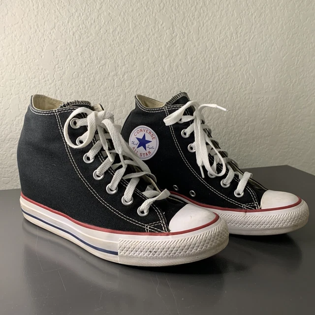 Converse Chuck Taylor All Star Womens Lux Hi High Hidden Heel Wedge balck SIZE 9