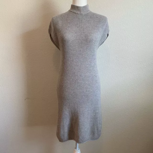 Athleta Gray Pinewood Fine Merino Wool Stretch Knit Sweater Mini Dress XXS