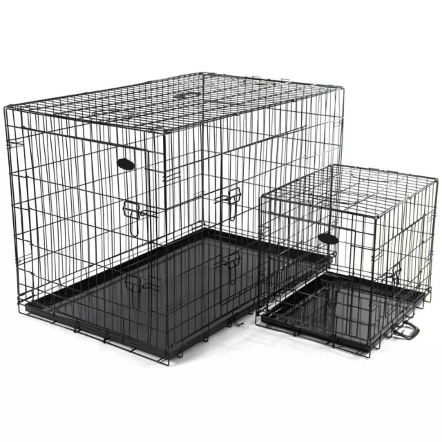 Dog Cage Pet Puppy Metal Training Crate Carrier Black S M L XL XXL sizes