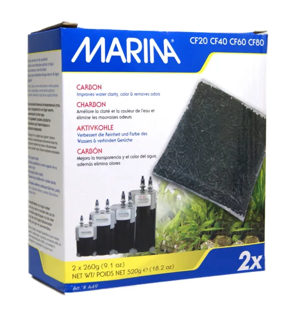 2-Pack Marina Carbon Aquarium Filter Replacement Media for CF20 CF40 CF60 CF80