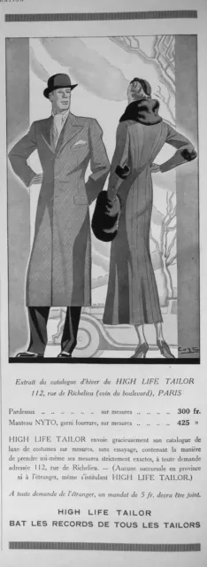 Publicité De Presse 1932 High Life Tailor Bat Les Records De Tous Les Taylors