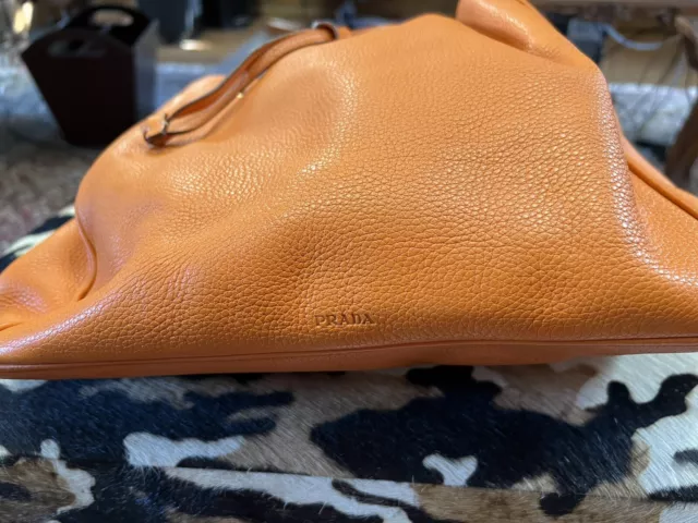 PRADA Large Pebbled Leather Bucket Bag