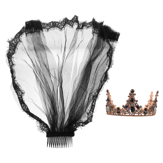 1 set/2 pz accessori per capelli copricapo retrò neri per Halloween (nero)