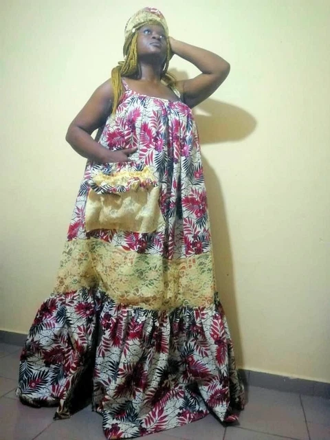 Boubou Longue Robe En Tissu Pagne ROBE LONGUE AFRICAINE