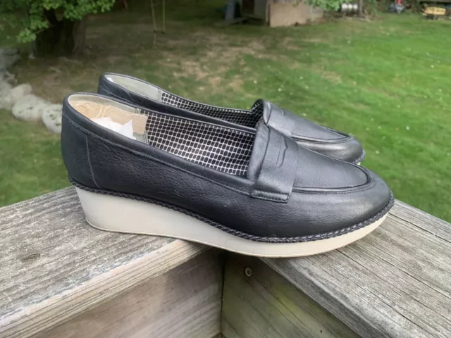 Robert Clergerie Platform Loafers Booster Black Calf Leather Size 39 US 8 $595