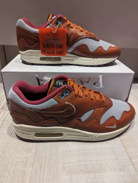 Nike Air Max 1 x Patta Dark Russet UK 9 EUR 44 DO9549-200 Brand New RRP £220 NEW