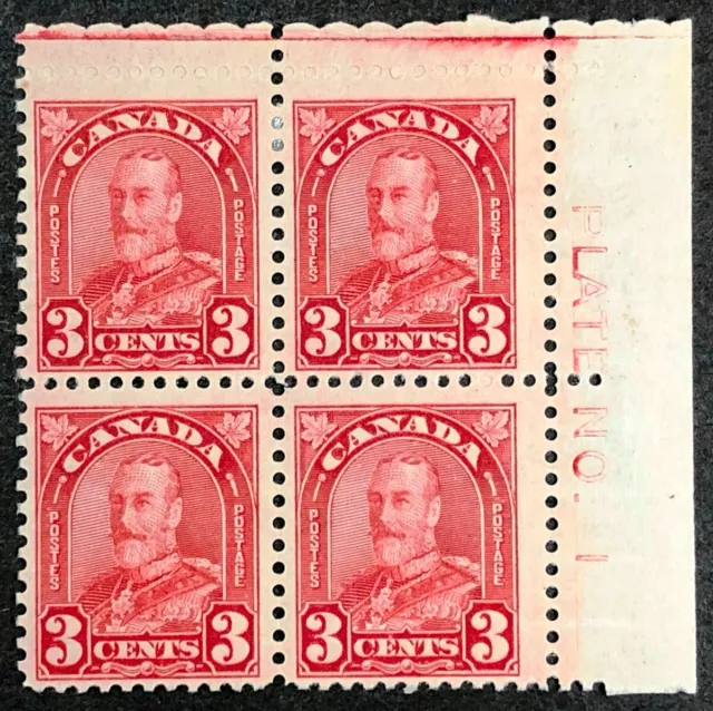Canada Stamps #167 MNH/MLH Plate Block of 4 (Plate No. 1) 1931