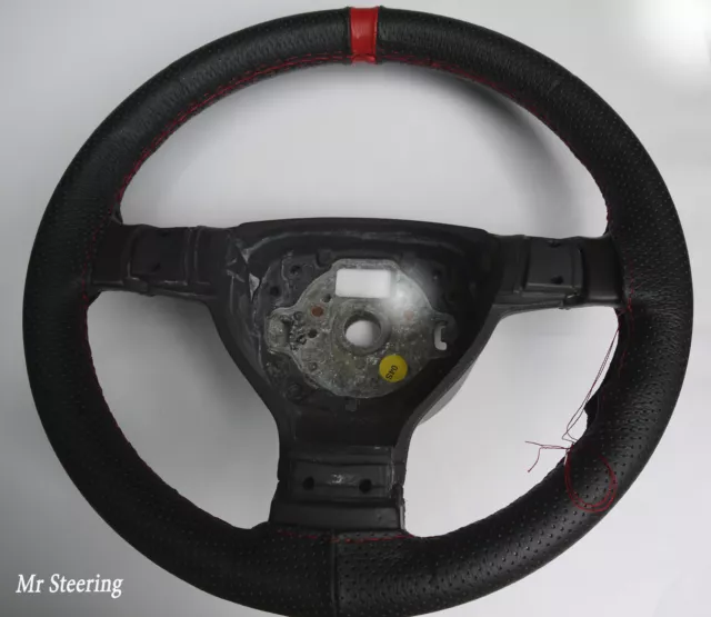 For Citroen Xsara 97-05 Real Perforated Leather + Red Strap Steering Wheel Cover