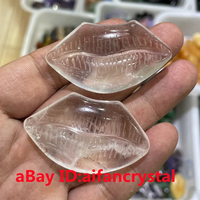 1PC Natural White crystal red lips Carved red lips Reiki quartz crystal Healing 14