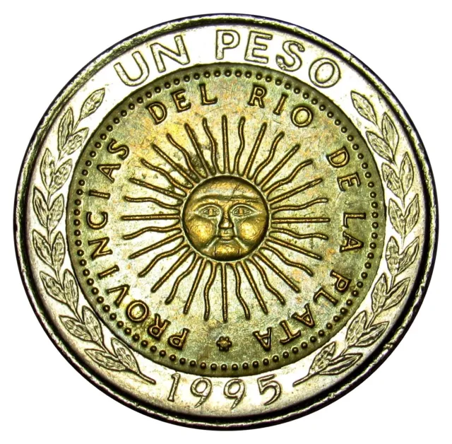 Argentina 1 Peso coin 1995 KM#112 Sun bimetallic -