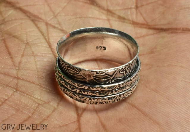 Handmade Spinner Ring Ethnic Jewelry 925 Silver Plated Us Size 9.5" R021-H102